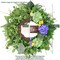 24” Spring Summer Wreaths for Front Door, Greenery Front Door Wreath with Hello Sign for Indoor Outdoor Porch Window Wall, Artificial Floral Wreath with Hydrangeas Berries for Home Decor